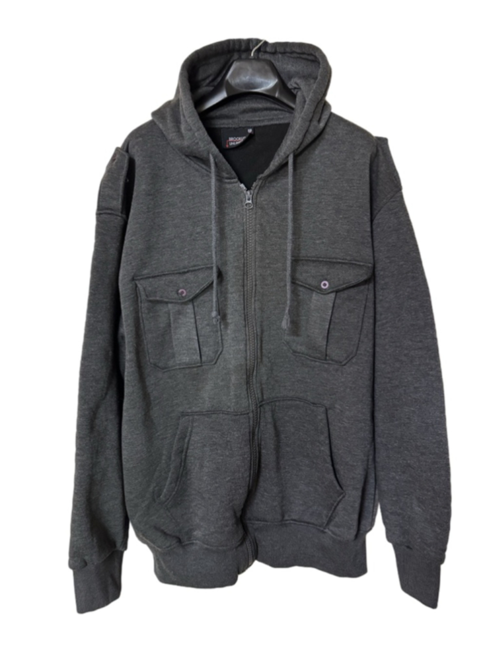 BROOKLYN UNLIMITED Men’s Gray Full Zip Heavy Hoodie Sz XL